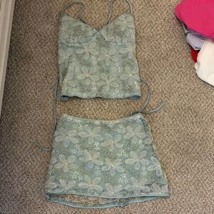 Light Green Floral Lace Set- Women